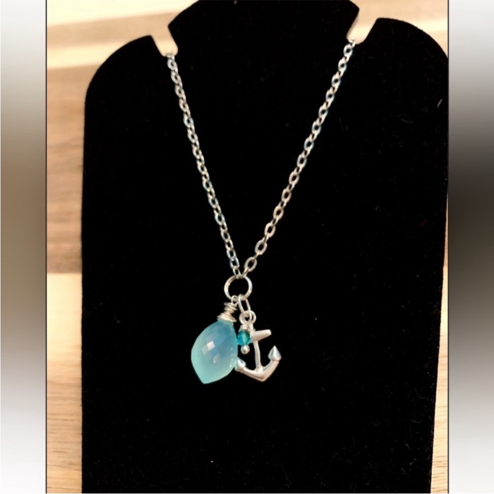 Aqua Chalcedony Gemstone Necklace